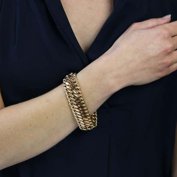 French 1960s Retro 18 Karat Rose Gold Curb Bracelet - Picture 2 of 9